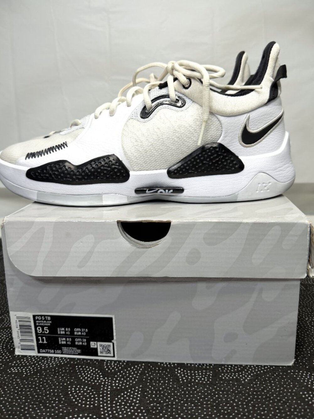 Nike Paul George 5 TB White/Black Basketball Shoe DA7758-100 Men's Size 9.5